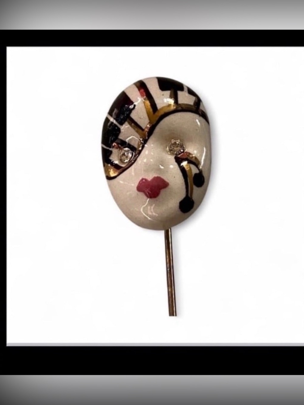 Vintage Musical Masquerade Mask Stickpin #7572